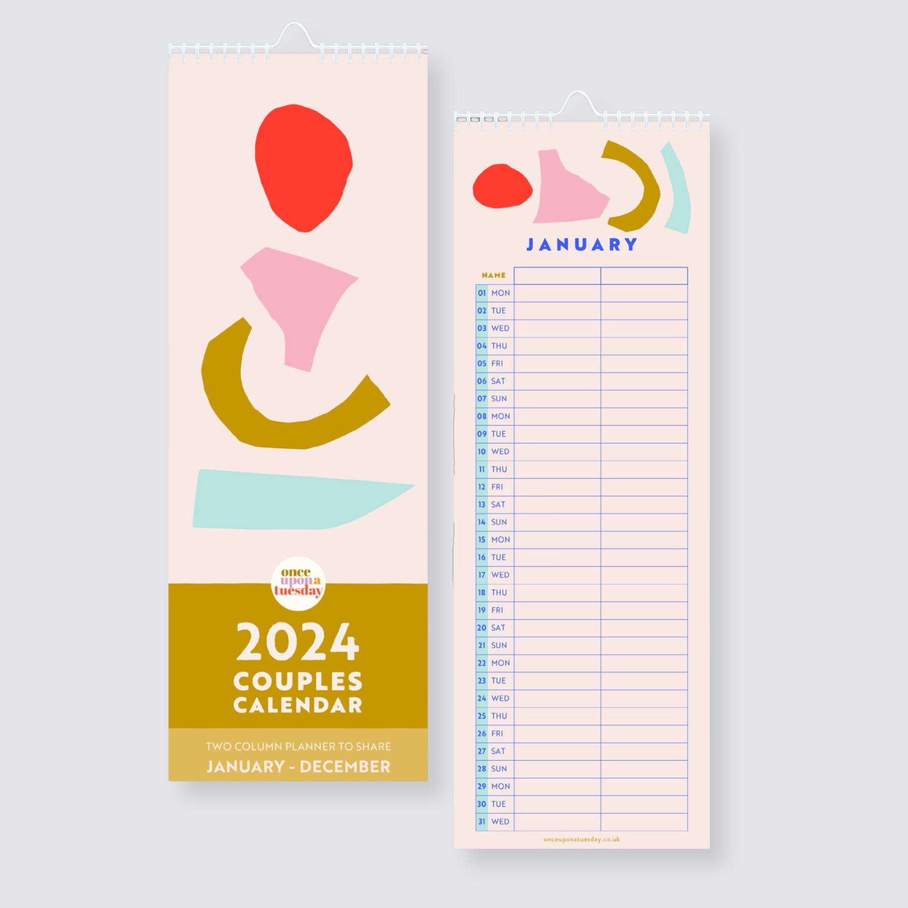 2024 Couples Calendar Abstract Shapes Papersmiths