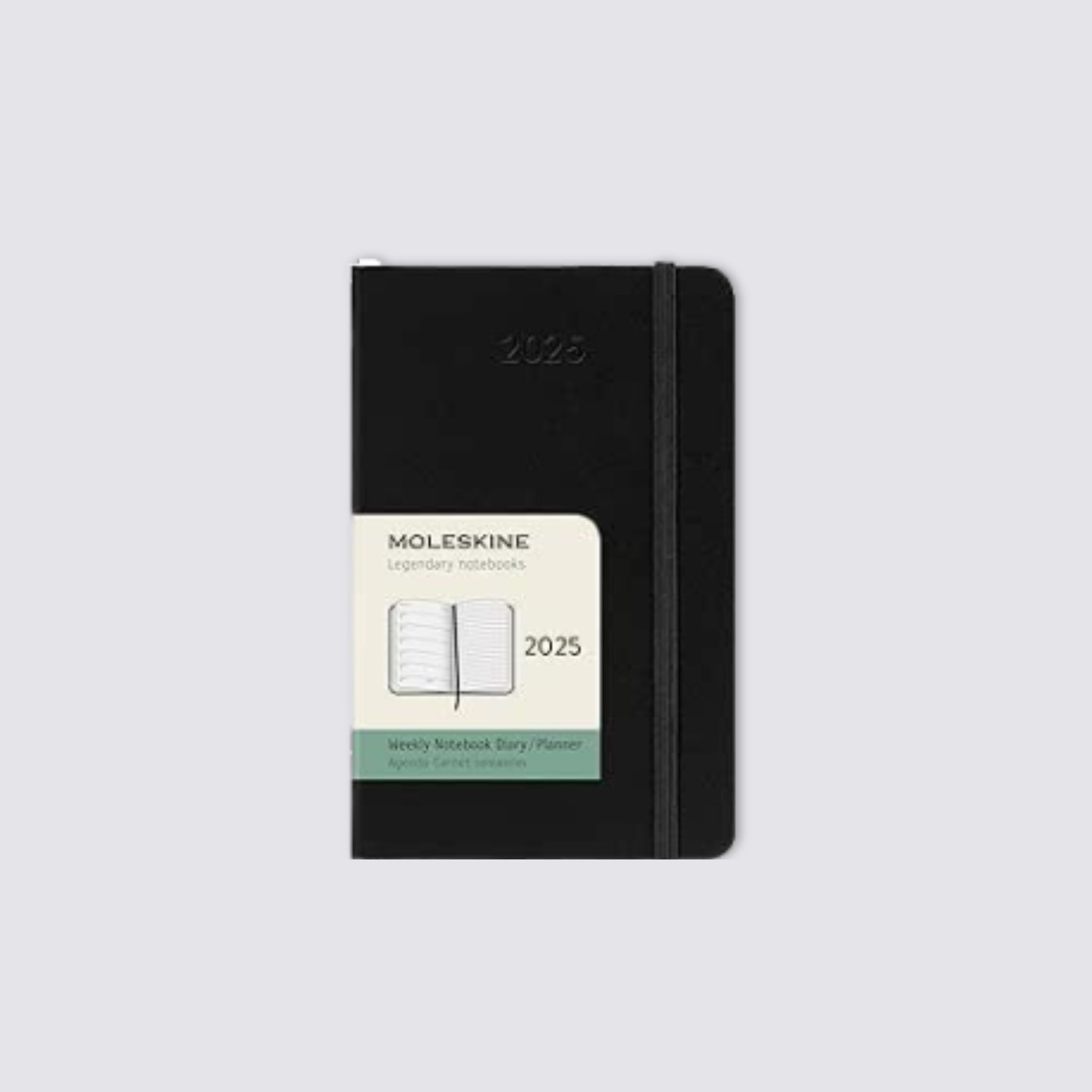 pocket size black hardcover diary 2025