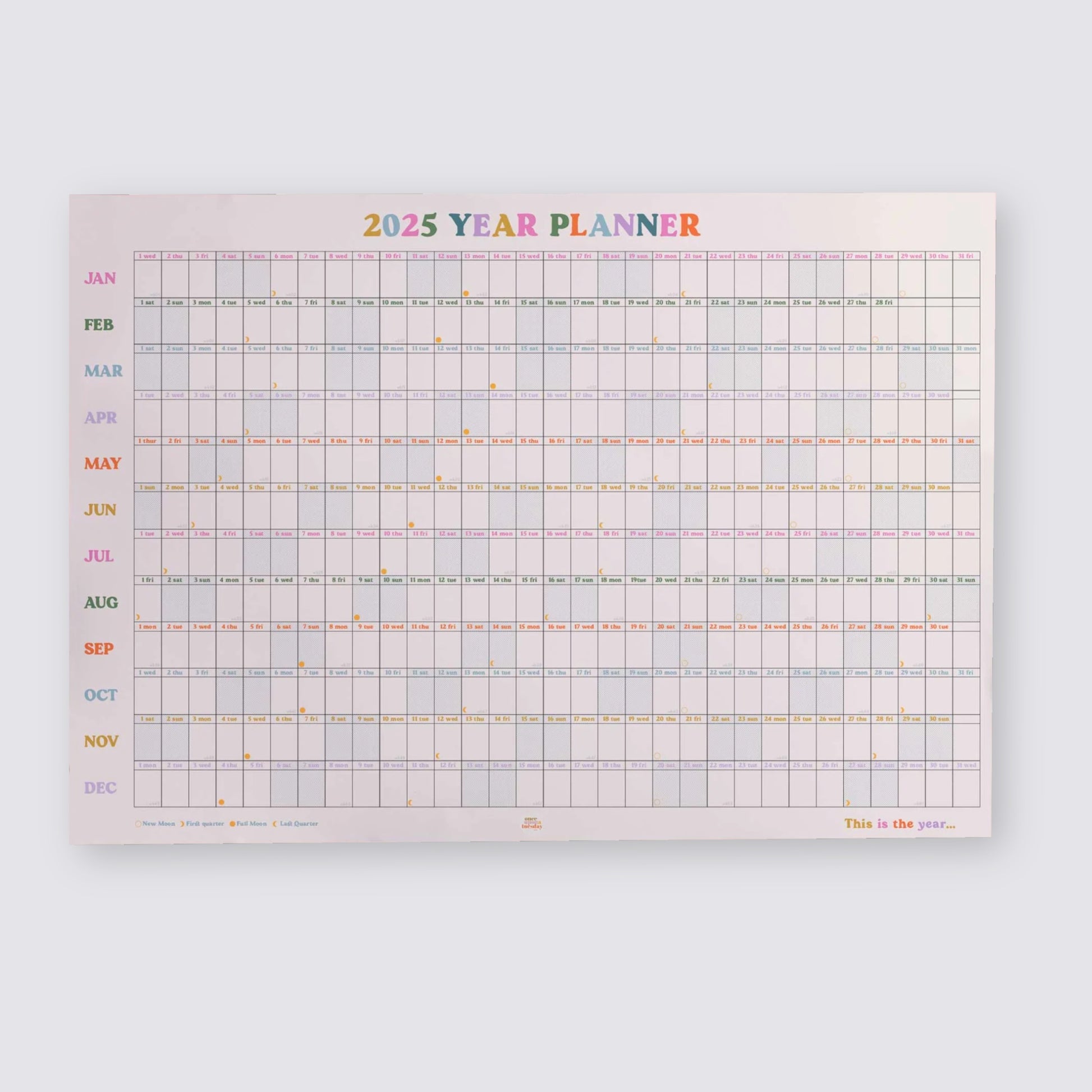 2025 dated wall planner 