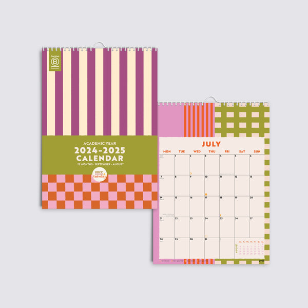 Academic Year Calendar 20242025 Checks & Stripes A4 Papersmiths