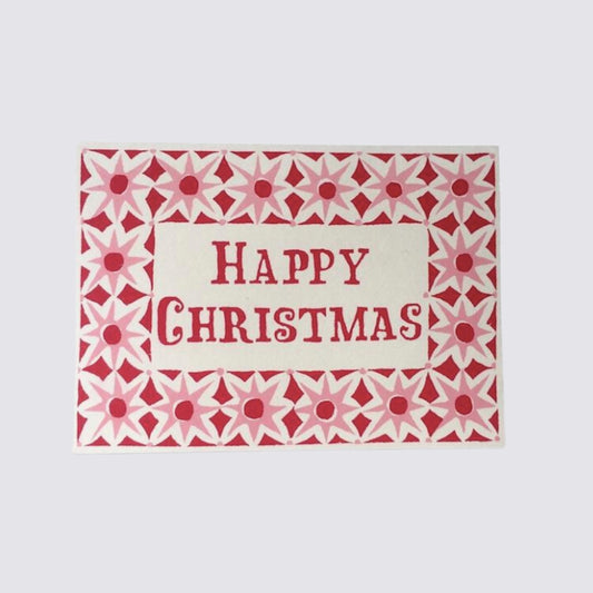 pink Happy Christmas stars card