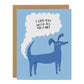 Dog Illustration card for a loved. Blue with dog fart joke