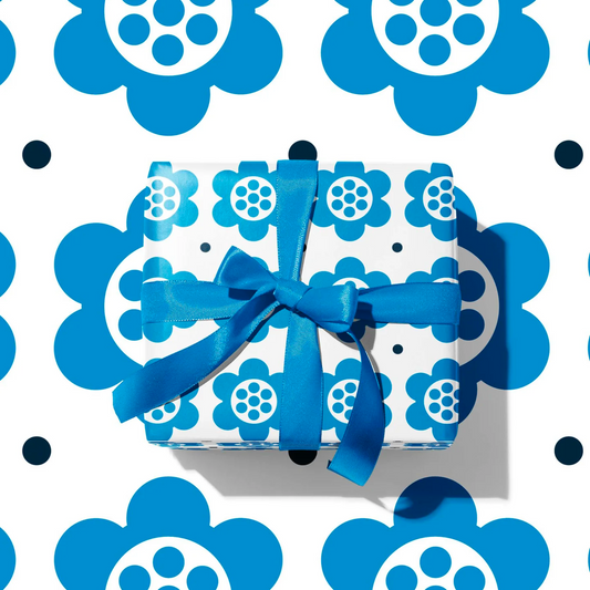 Gift Wrap Sheet - Blue Hornsea Flower Print