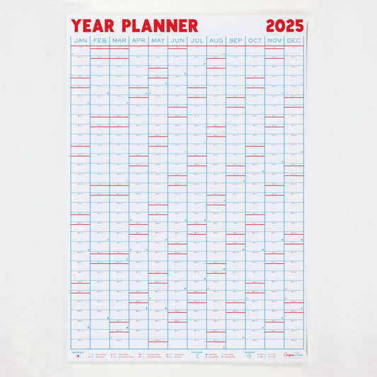 vertical 2025 dated wall planner 