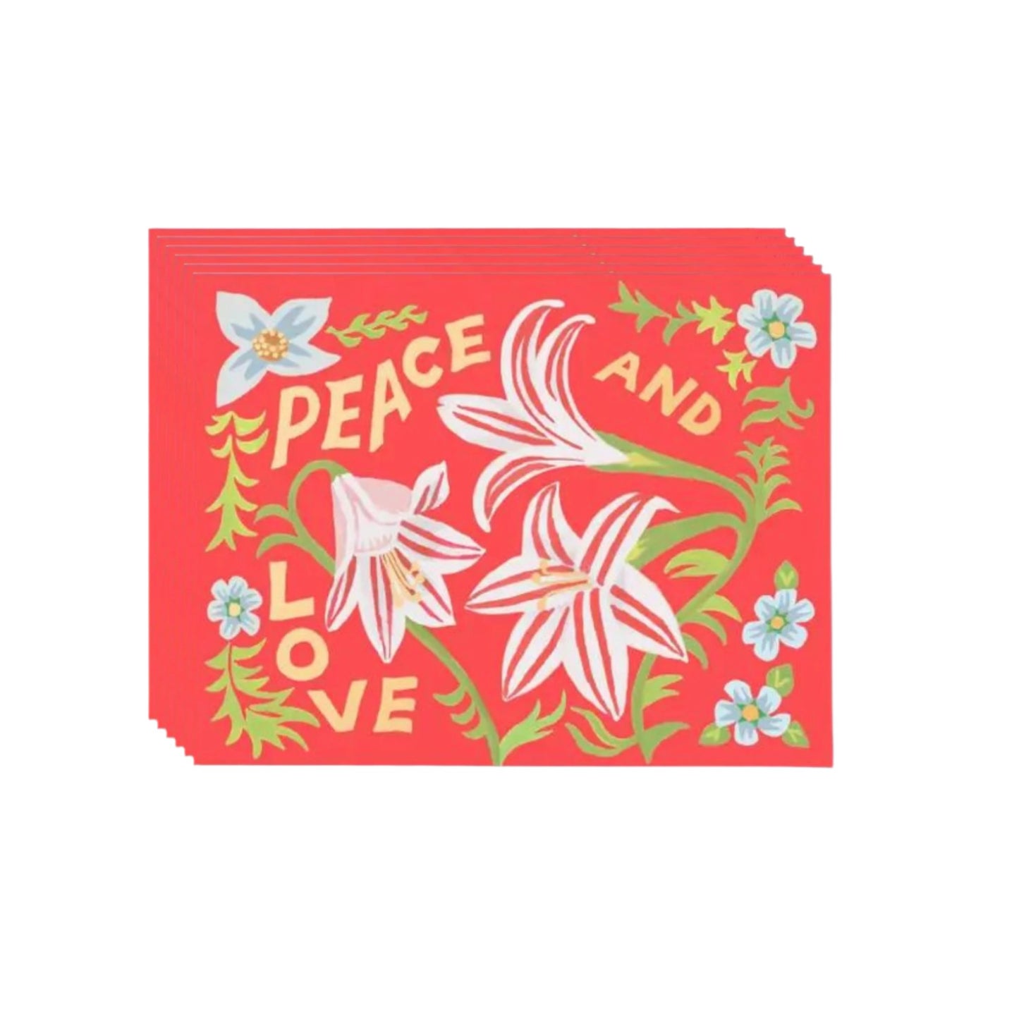 Pack of 8 peace and love red cards