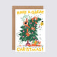 Christmas tree cats card with brown envelope