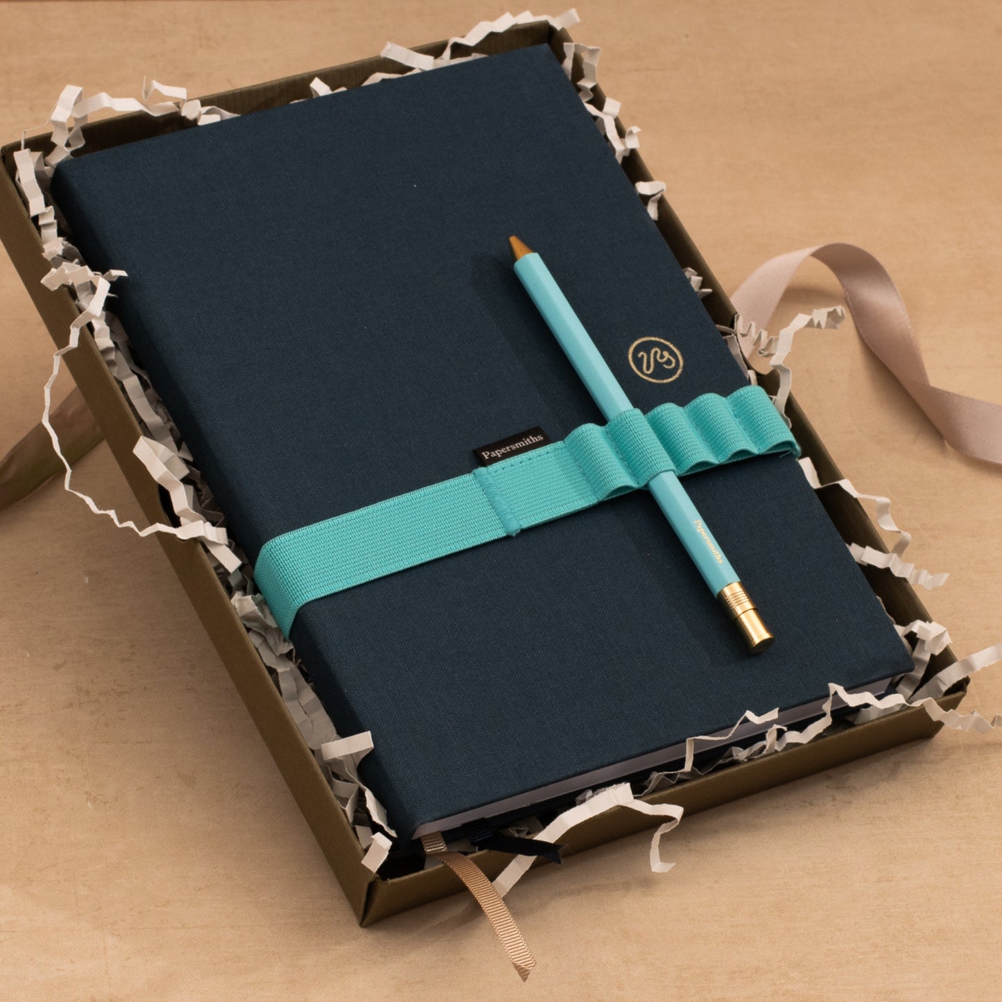 Dark Blue Notebook Light Blue Pen Gift Set