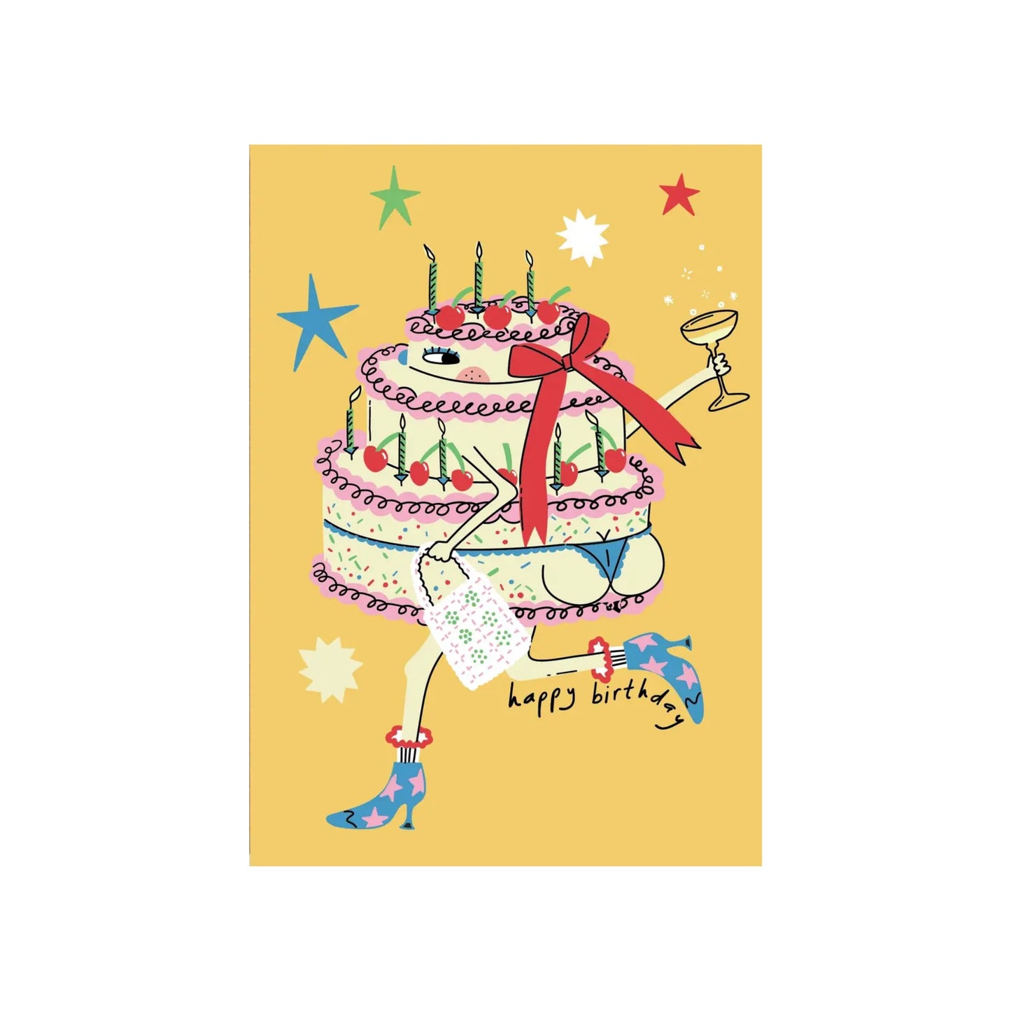 Happy Birthday Greeting Card with illustration .