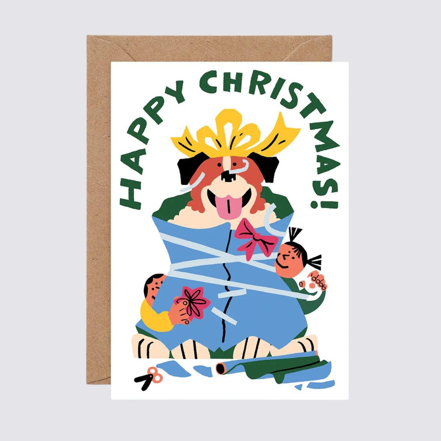 dog Christmas card with kraft envelope