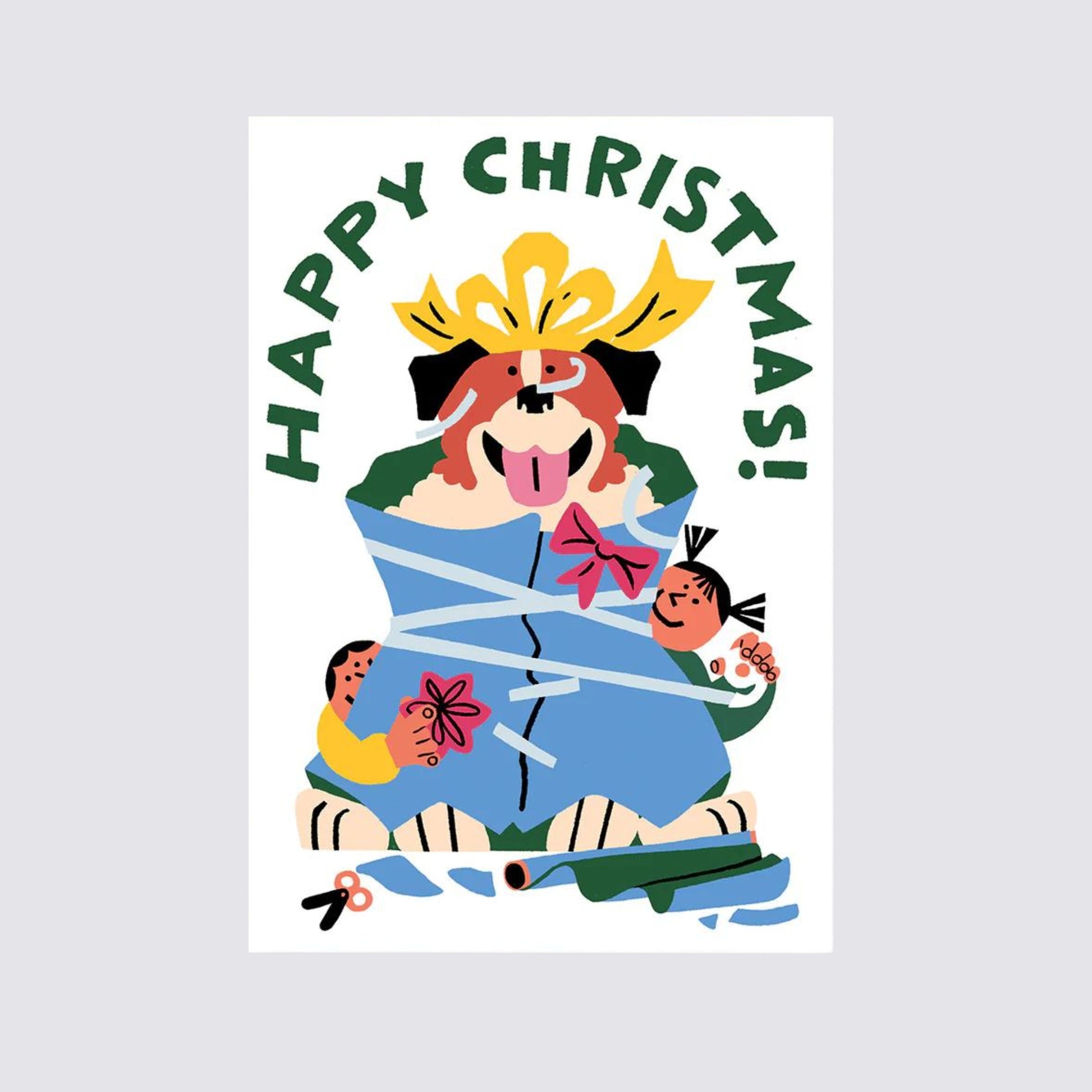 white background dog Christmas card