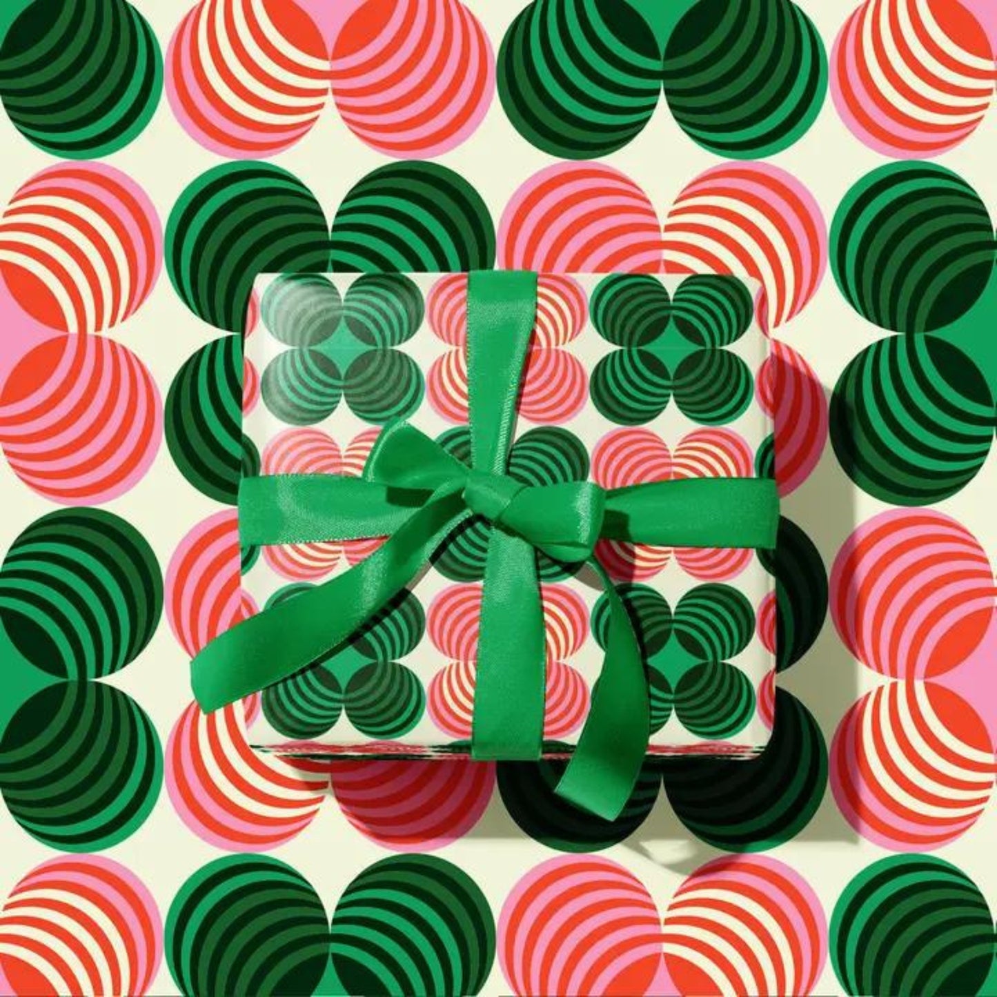 pink red green wrapping paper