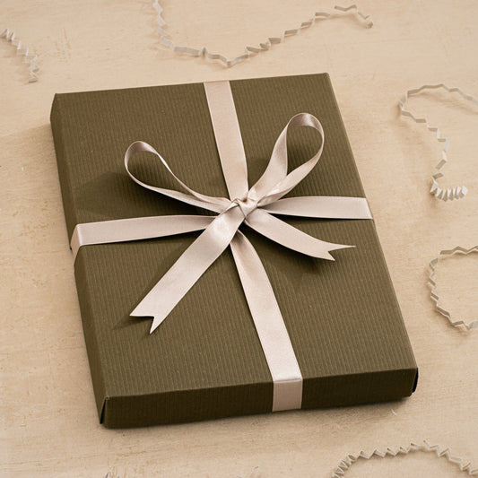 Small Gift Box - Khaki with Silver Ribbon