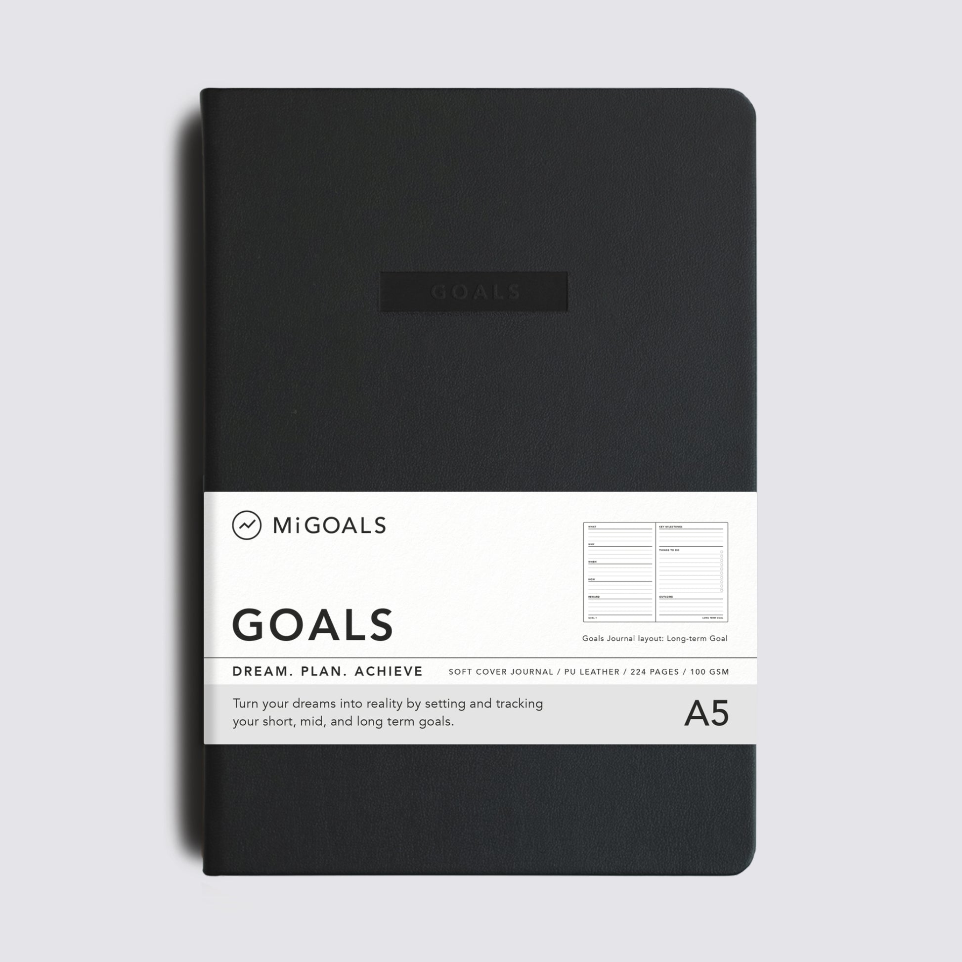 MiGoals Black Goals Journal