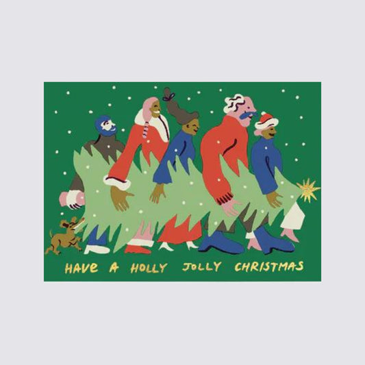 green Christmas card Christmas tree illustration