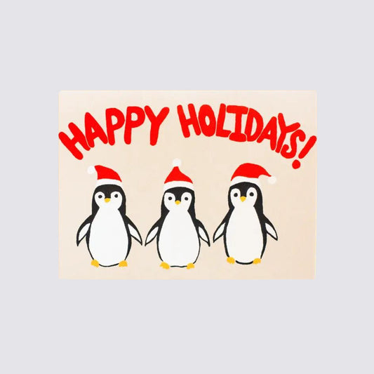 Penguins Illustration Happy Holidays Card