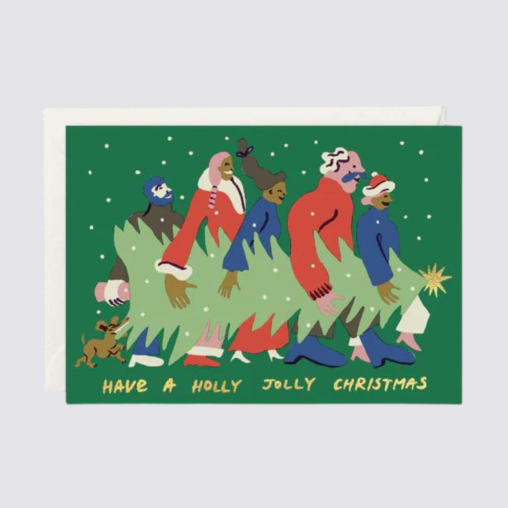 Holly Jolly Christmas card white envelope