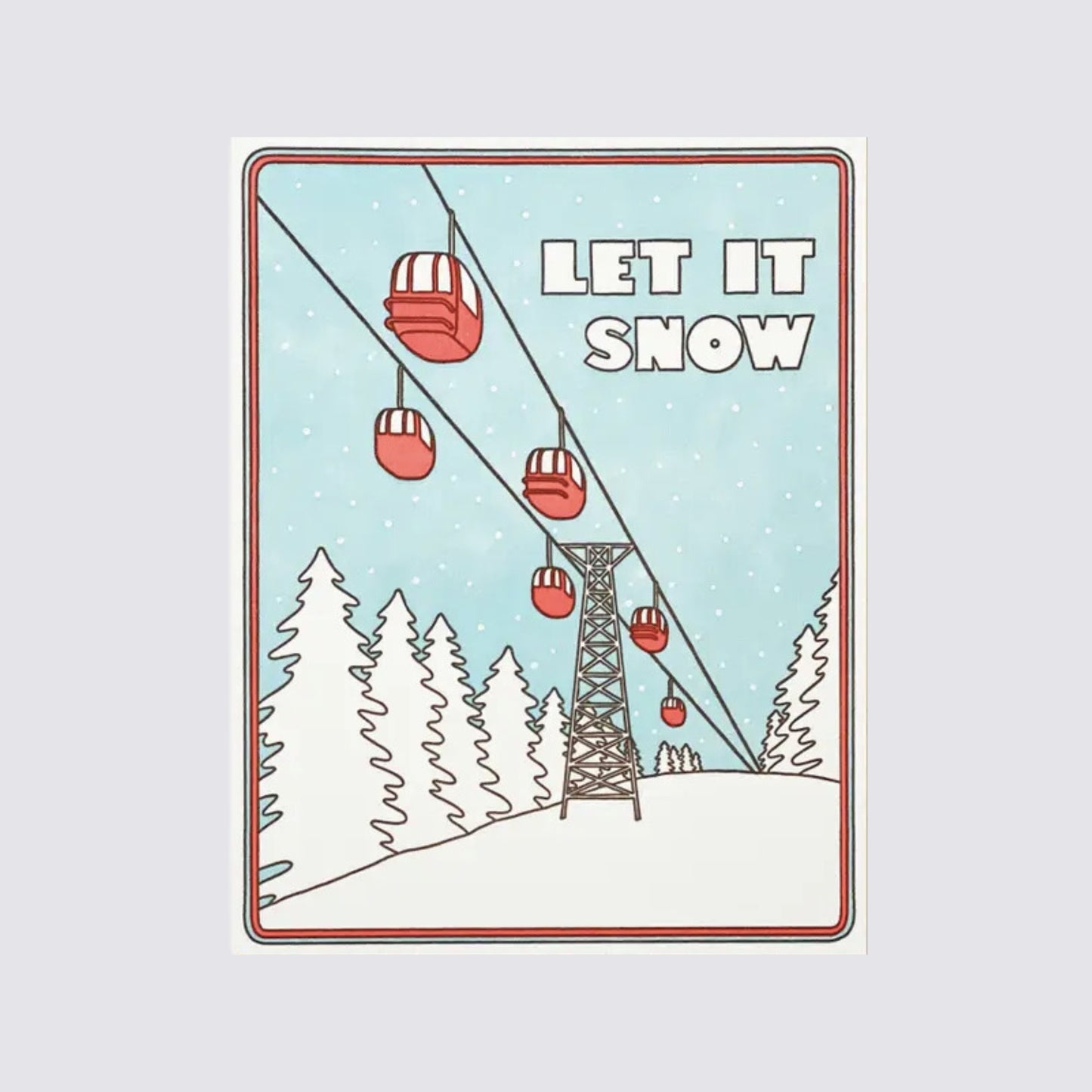 ski lifts let it snow Christmas card