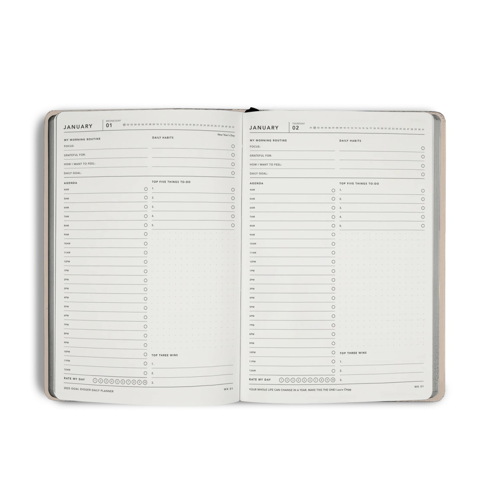 2025 Daily Goal Digger Planner - B5 / Black