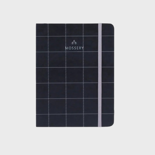 Black Plaid Refillable Mossery Notebook - Plain