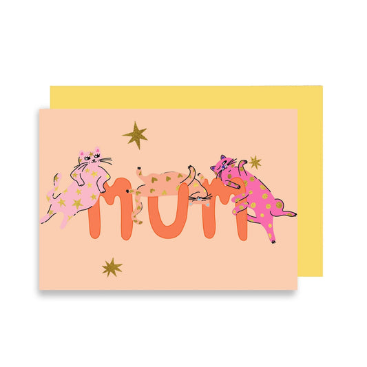 Mum Cats in Gold Foil Card