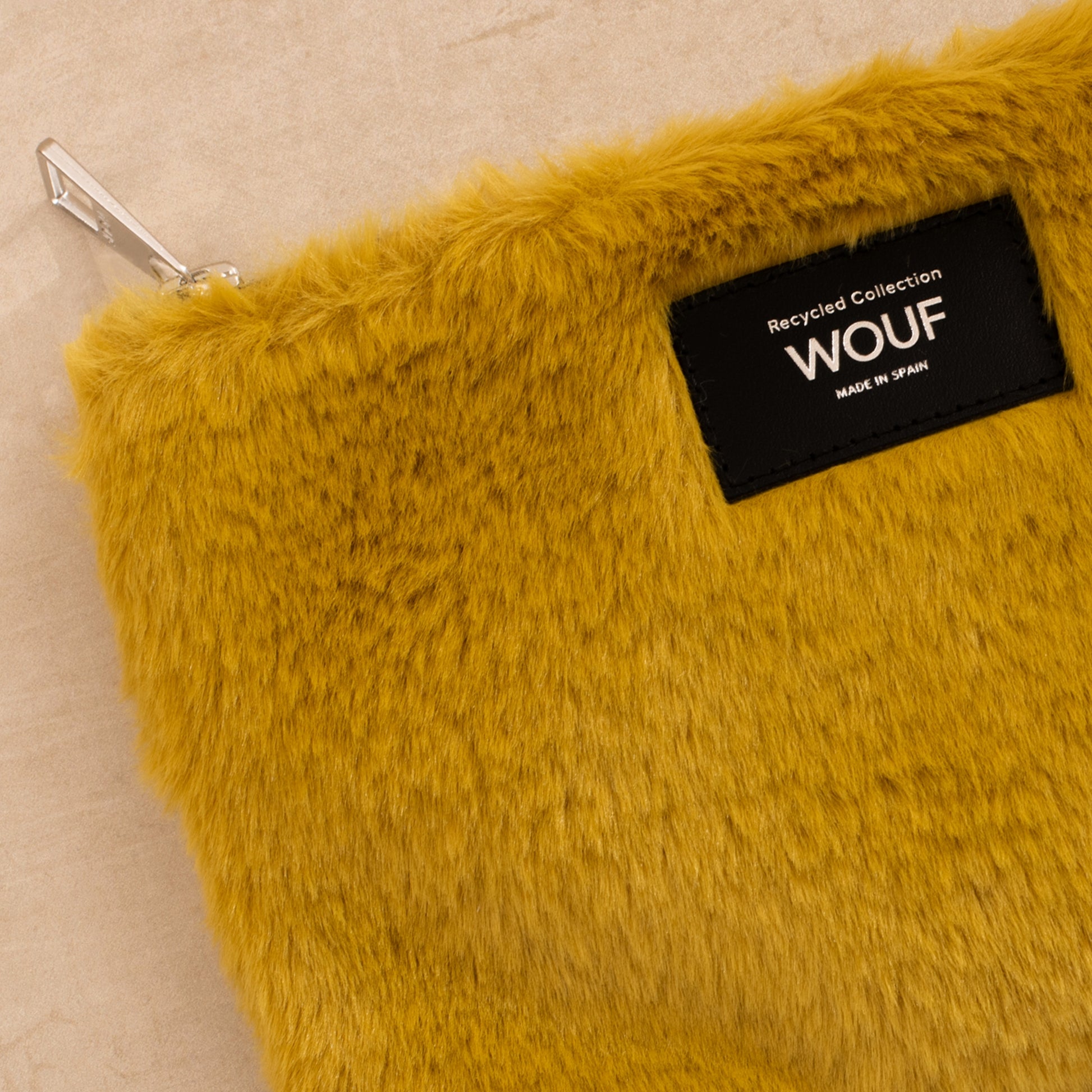 Yellow Faux Fur Pencil Case