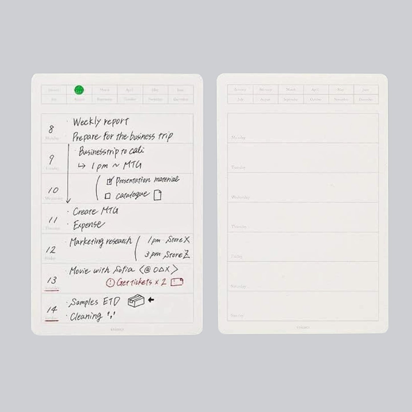 Removable Weekly Calendar Seals  Small - 10 Sheets