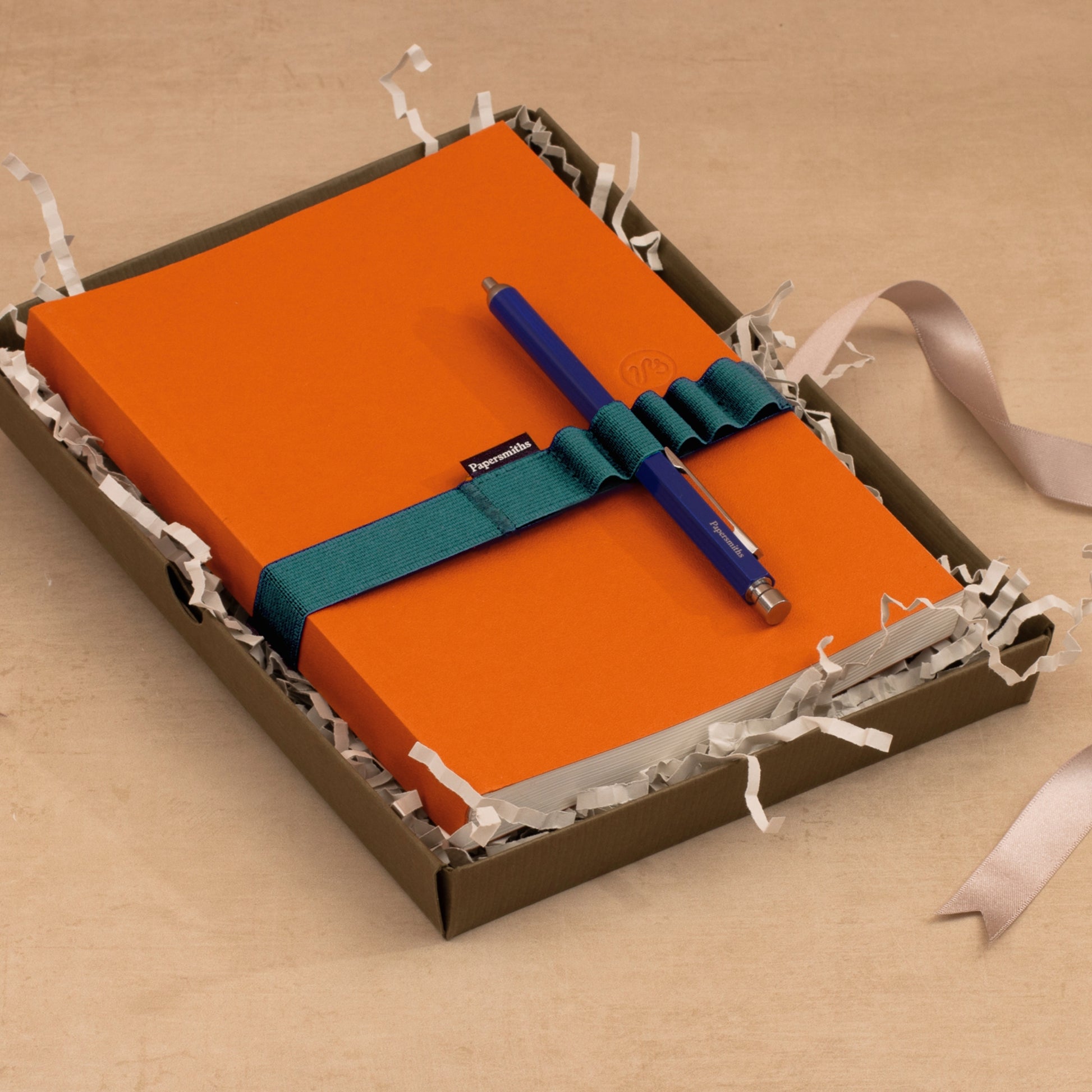 Orange Notebook Blue Pen Gift Set