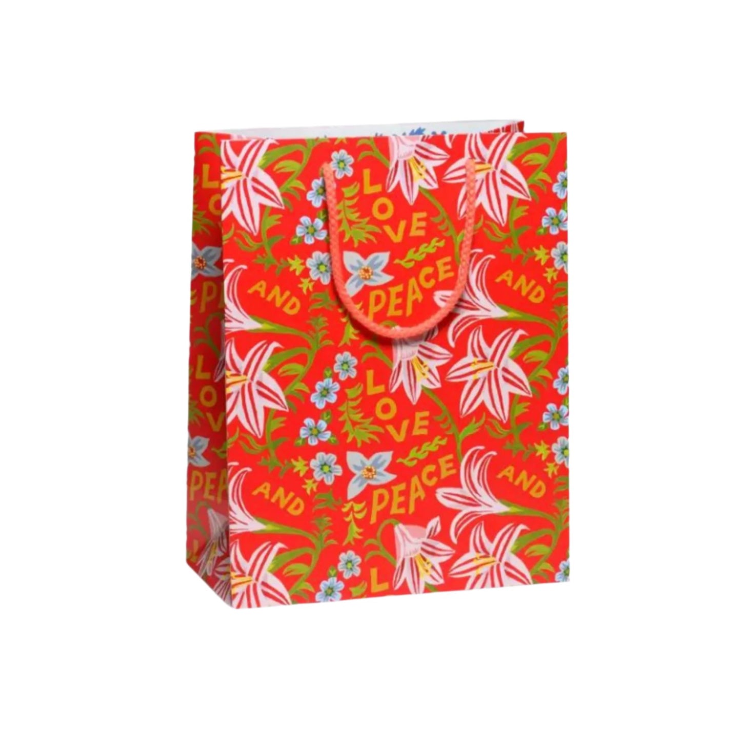 red peace and love large gift bag