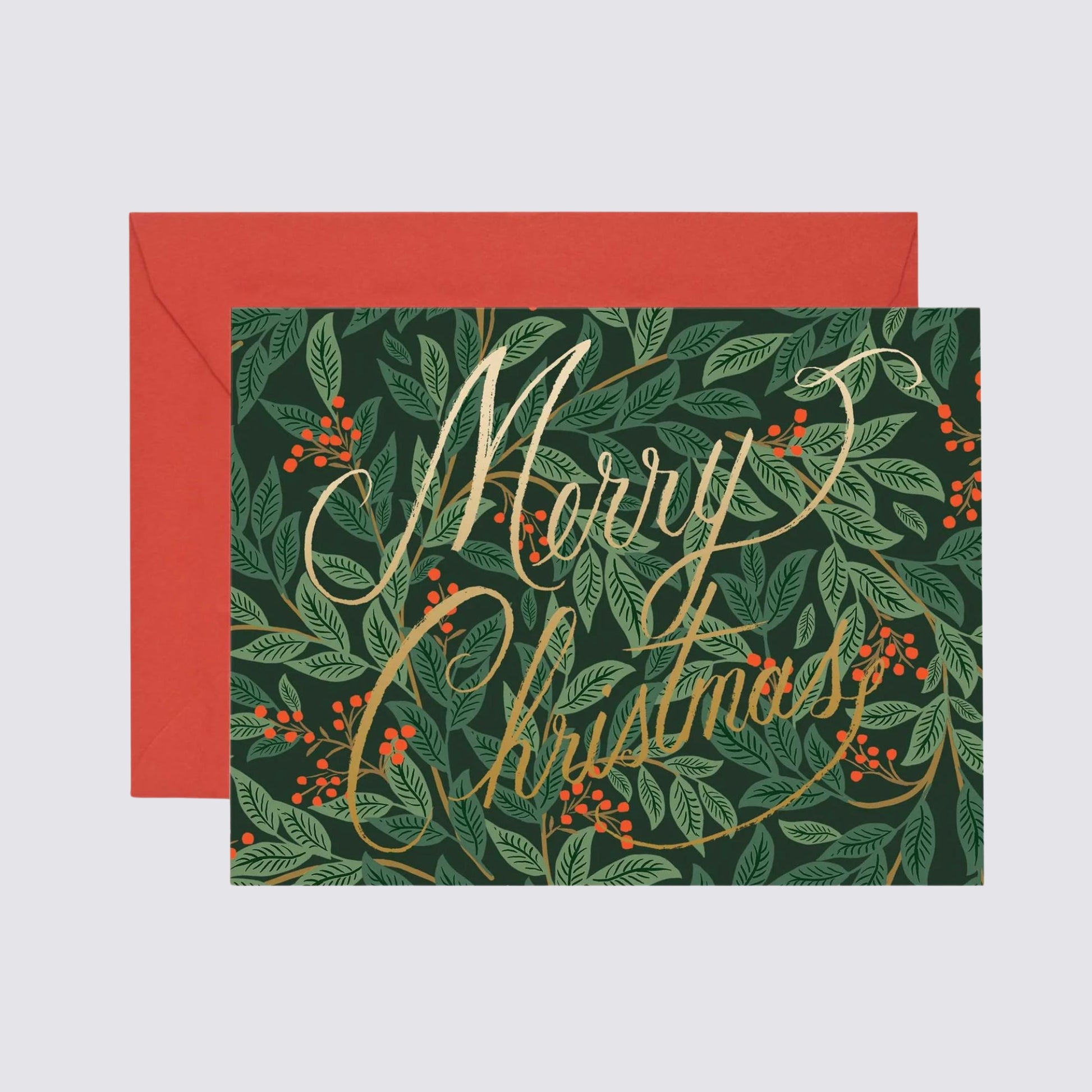 Merry Christmas card with red envelope