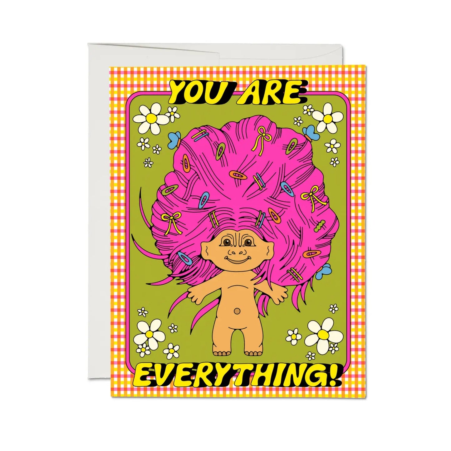 You Are Everything Troll Card - Retro Colour doll illustration card for a loved one