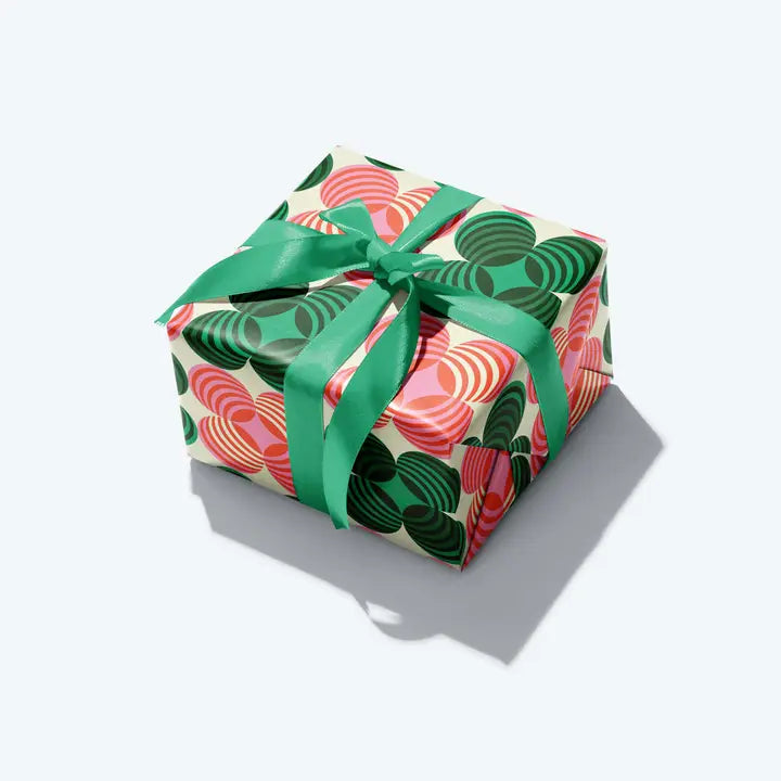 green and pink festive wrapping paper