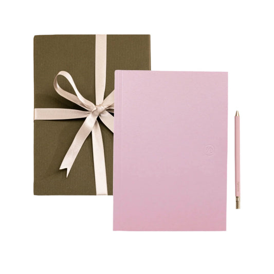 Light pink notebook and pen set