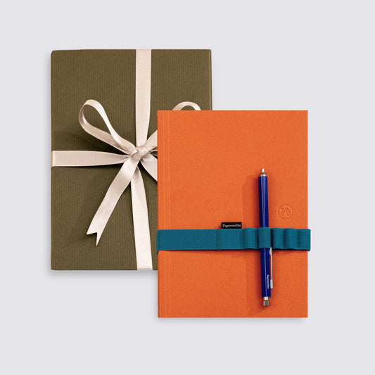 orange and blue stationery gift set