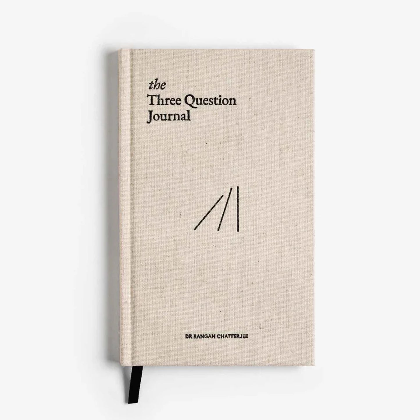 The Three Question Journal in Oat. A prompted for journal writing with a linen cover. 