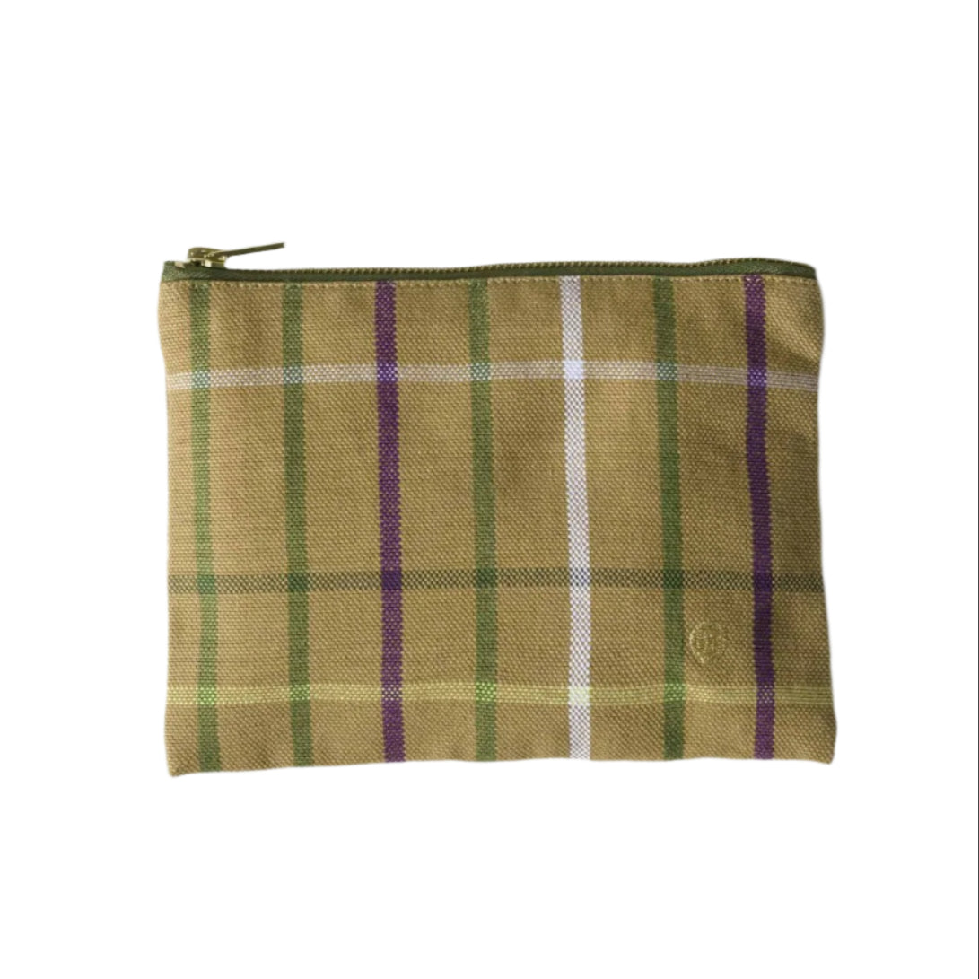 Plaid print pencil cases, colourful zipper design. Made in Portugal. 