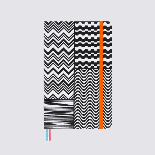 Missoni Hard Cover Ruled Notebook Black and White - Large