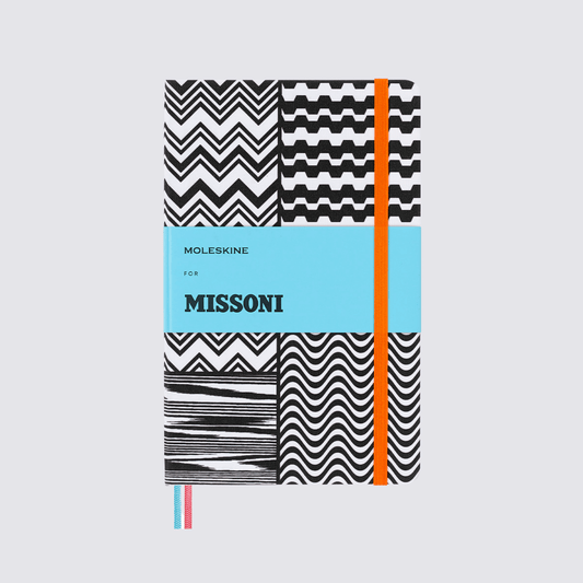 Missoni Hard Cover Ruled Notebook Black and White - Large